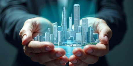 City skyline and residential projects